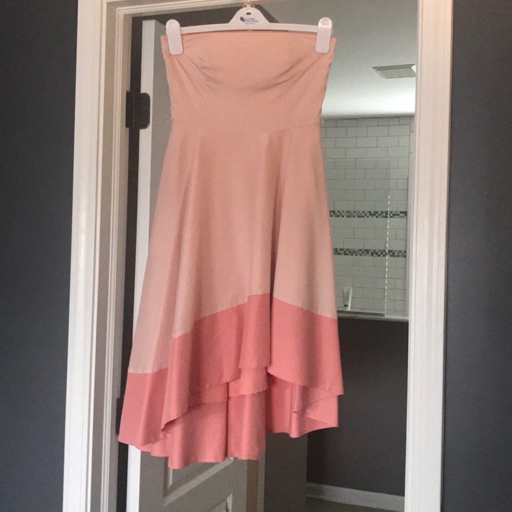White House Black Market Strapless Dress in Pink and Peach
